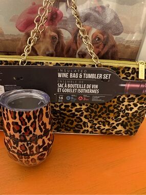 Leopard Print Insulated Wine Bag & Tumbler Set - Animal Print